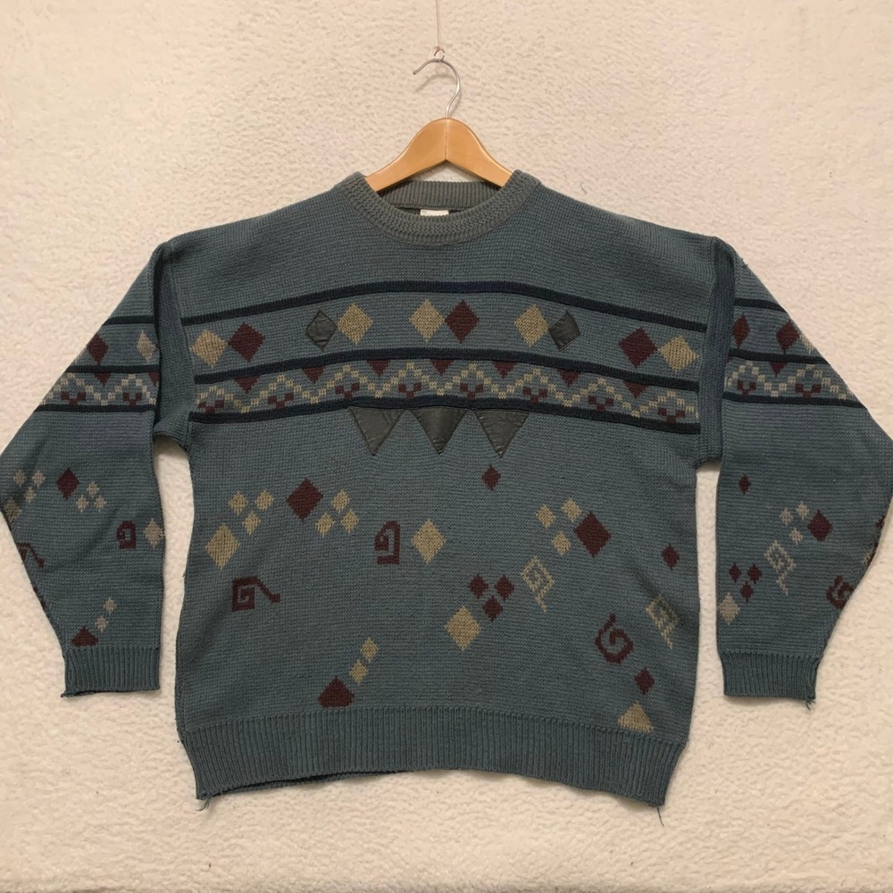 VTG C&A New Fast Sweater Mens 48 (Medium) Viscose Acrylic Blend Crewneck Blue